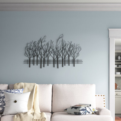 Décoration murale champ métallique de douze arbres