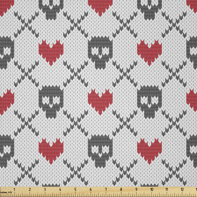 Daam Skulls and Hearts Crosses Stitch Work Fabric