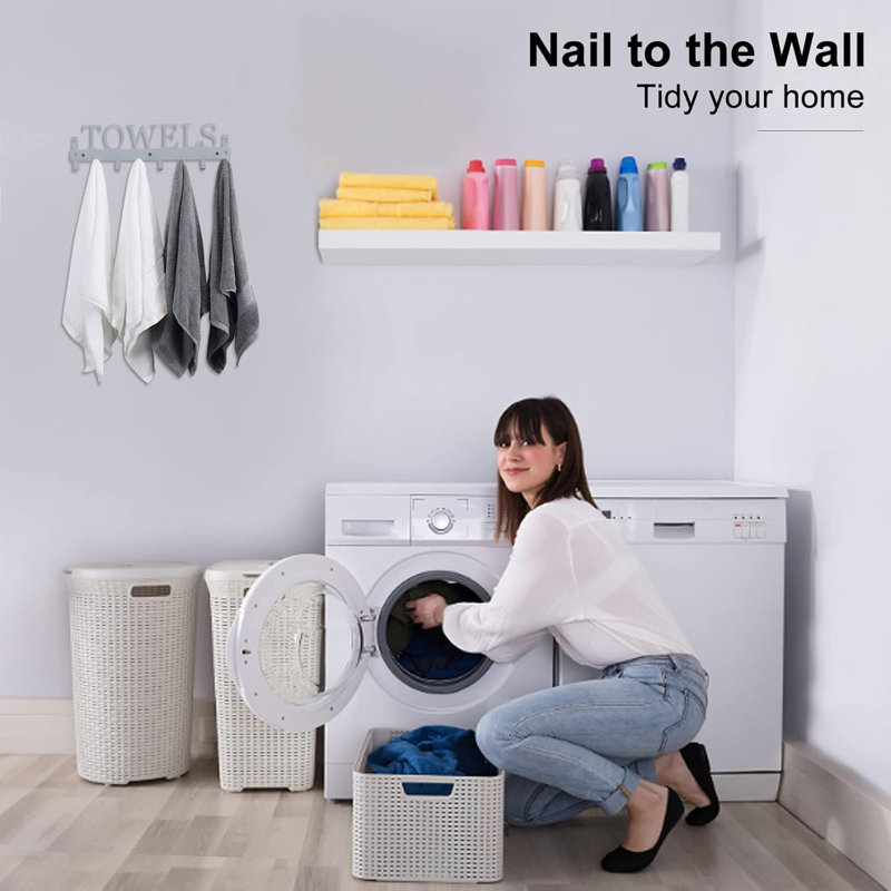 Crochets de porte robustes avec 8 crochets - Crochet pour serviettes en acier au manganèse durable pour la salle de bain, la chambre à coucher, la cuisine - Support mural ou organisateur de porte peu encombrant