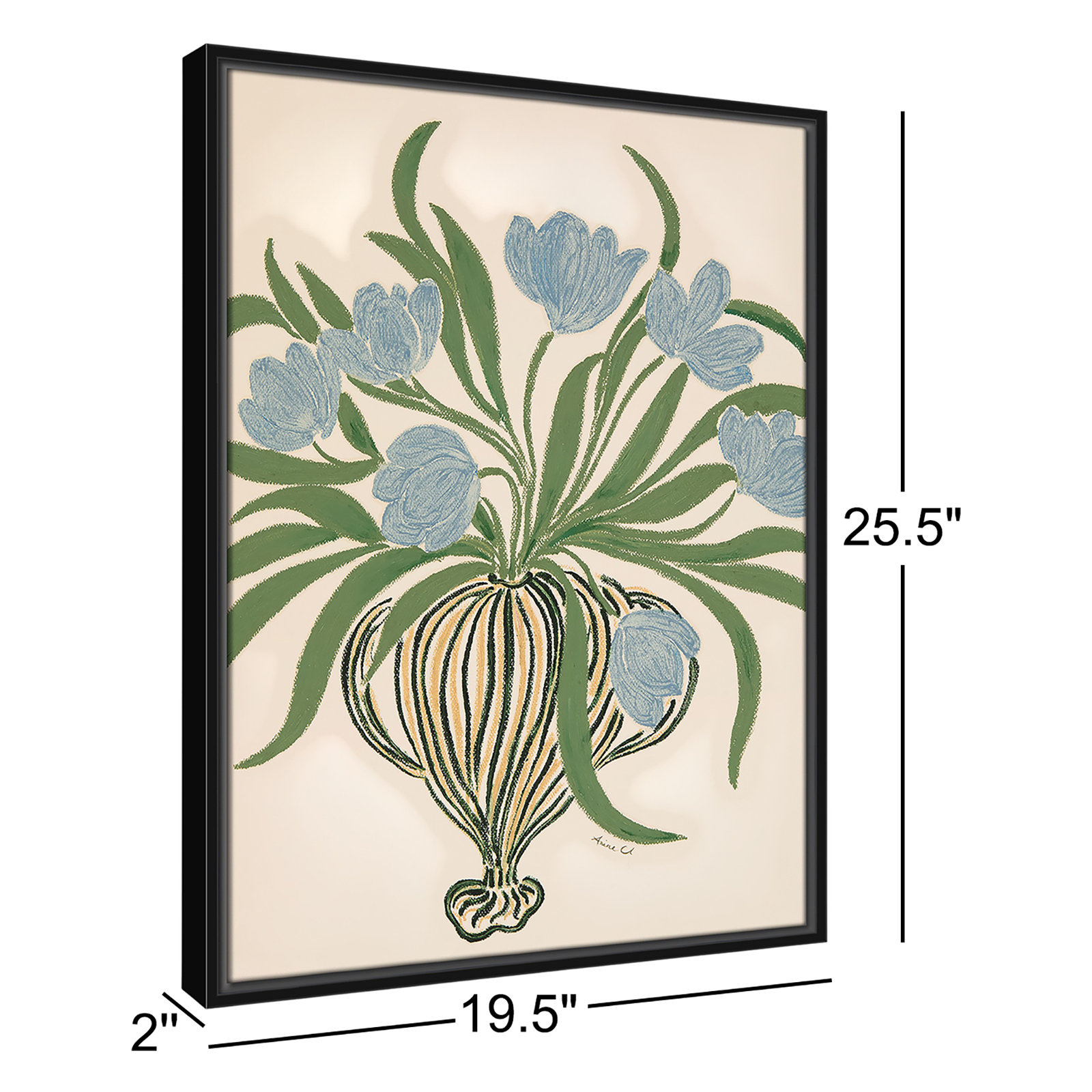 Colette "La Poire Blue Tulips" Print, Espresso, 25.5" H x 19.5" W