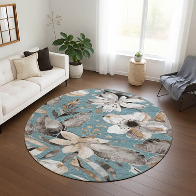 Machine Washable Indoor/Outdoor Millner ACN2260 Floral Rug