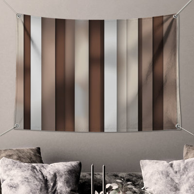 Brown Beige Vertical Stripes Wall Tapestry - Striped Wall Decor
