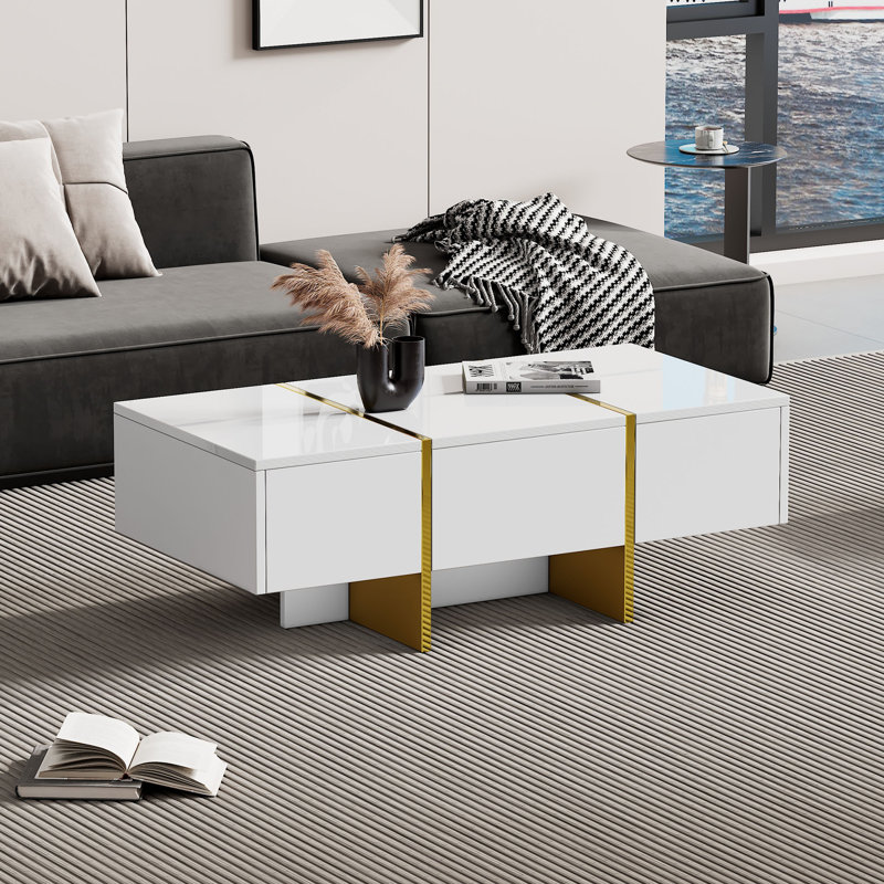 Coffee Table with Storage, White