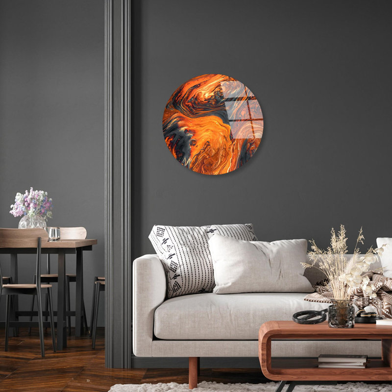 Decorative Tempered Glass Painting, Shatter-Resistant, 11.8 in Diameter | 100% Tempered Glass, 0.16 in Thick | High-Resolution UV Print on Back Surface, Easy to Clean, Vibrant Colors, Includes Attached Hanger