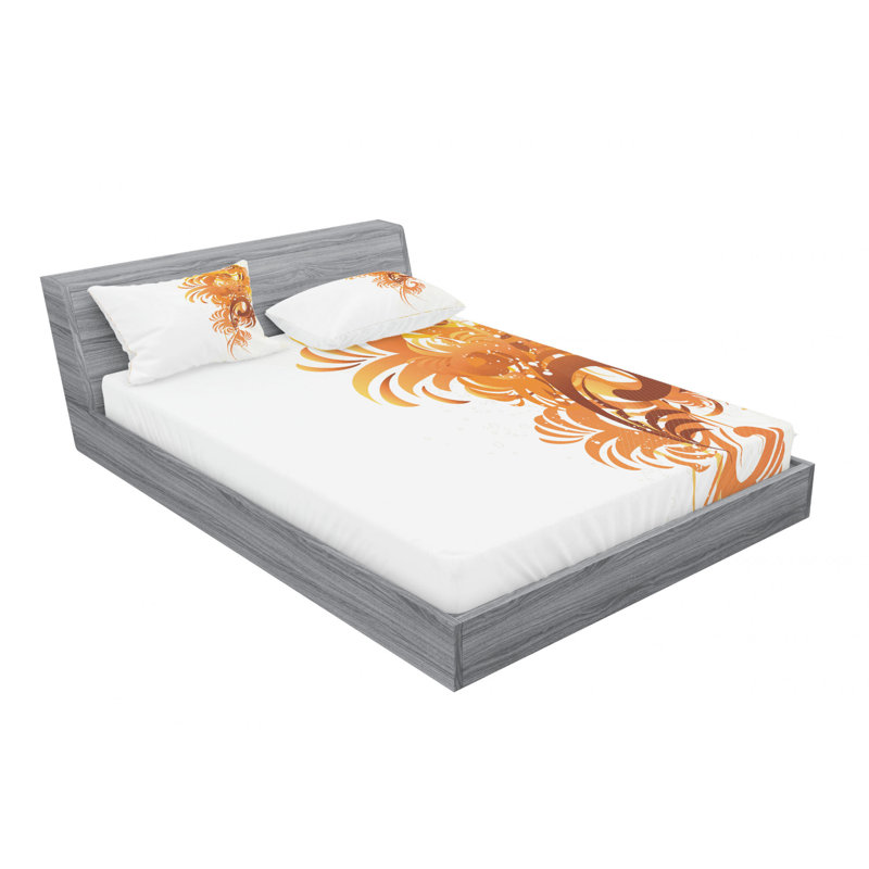 Ensemble de draps Ornaments Flowers Waves Curvy Leaves, Ensemble de drap pour grand lit avec drap-housse