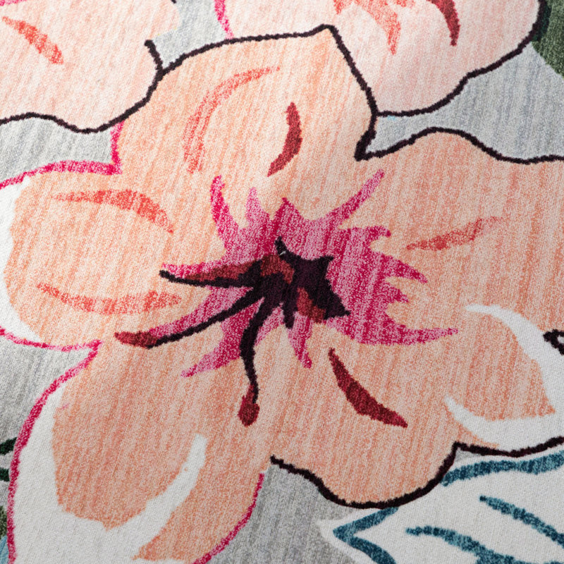 Floral Colorful Design Outdoor Rug Pink/Gray