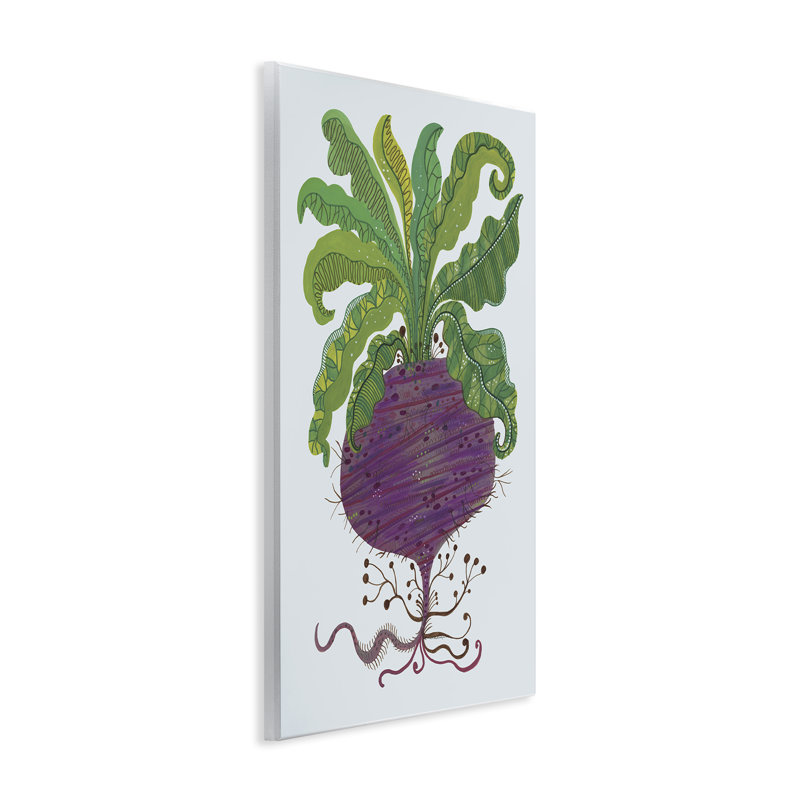 Plaque murale stylisée de légumes de betterave rouge, design par Kay Widdowson, H 15 po x l 10 po