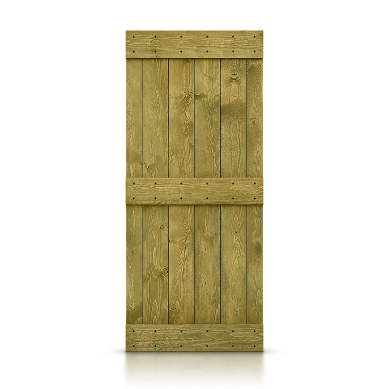 Porte de grange peinte en bois et en métal sans ensemble de quincaillerie d’installation, Vert jungle, 24 po x 84 po