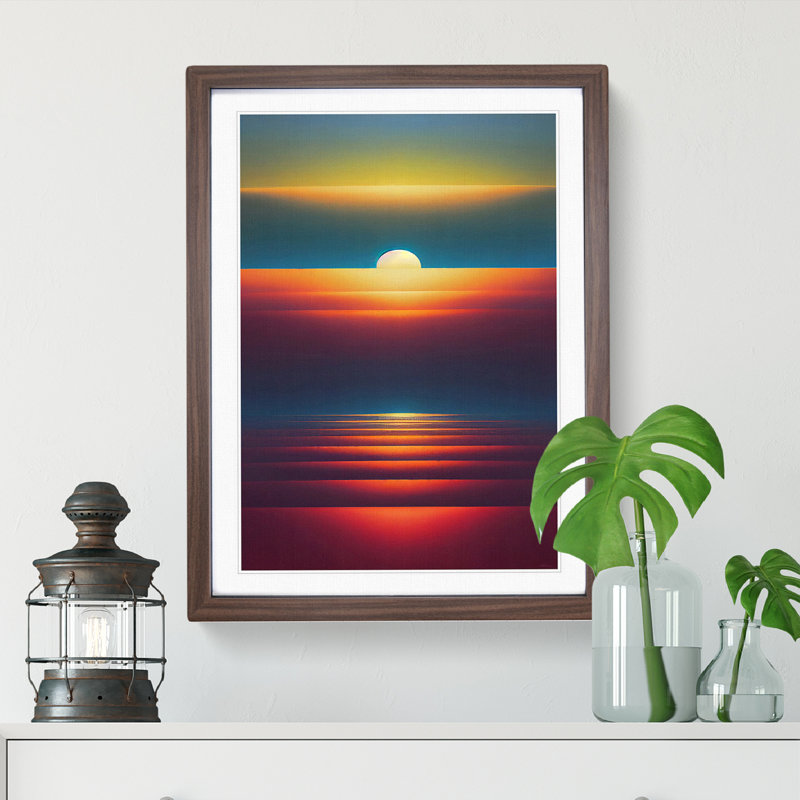 XV1022-5048X Vivid Abstract Sunset - Print, White, 66cm H x 48cm W, Walnut Framed