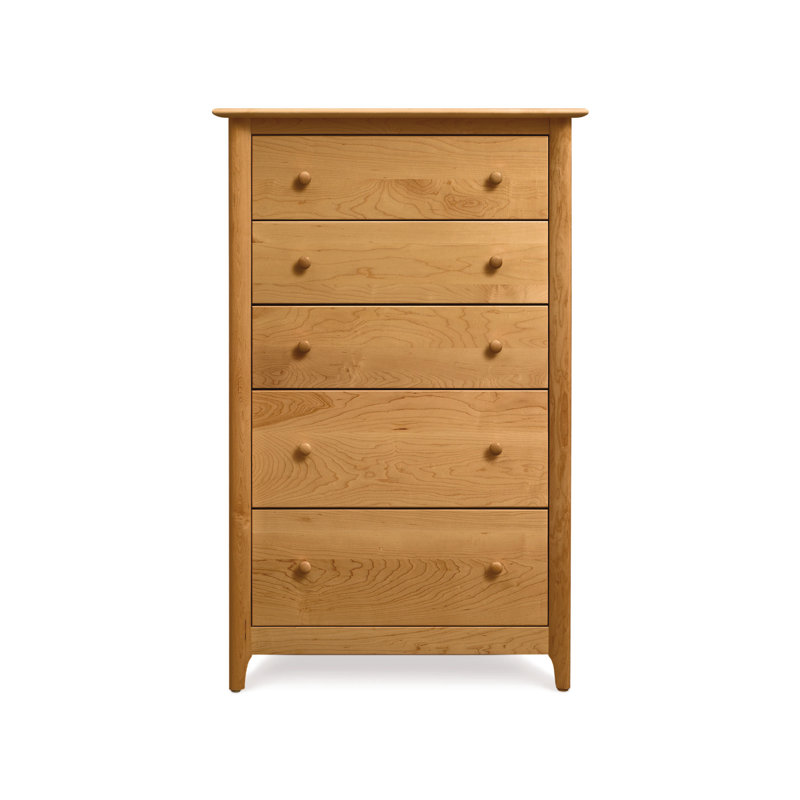 Sarah 5 - Drawer Solid Wood Dresser, Natural Cherry