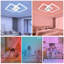 Perspections Led Ceiling Light 2 Flames Dimmable & Rgb Colour Change White Geometric 35W