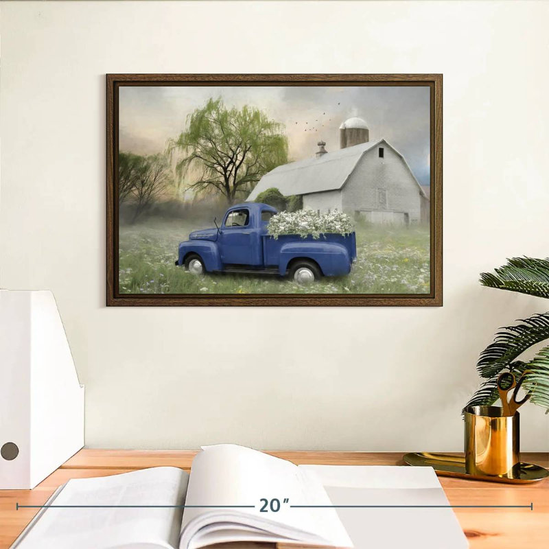 Printemps à l'ancienne, 13 po x 9 po, Cadre flottant noyer