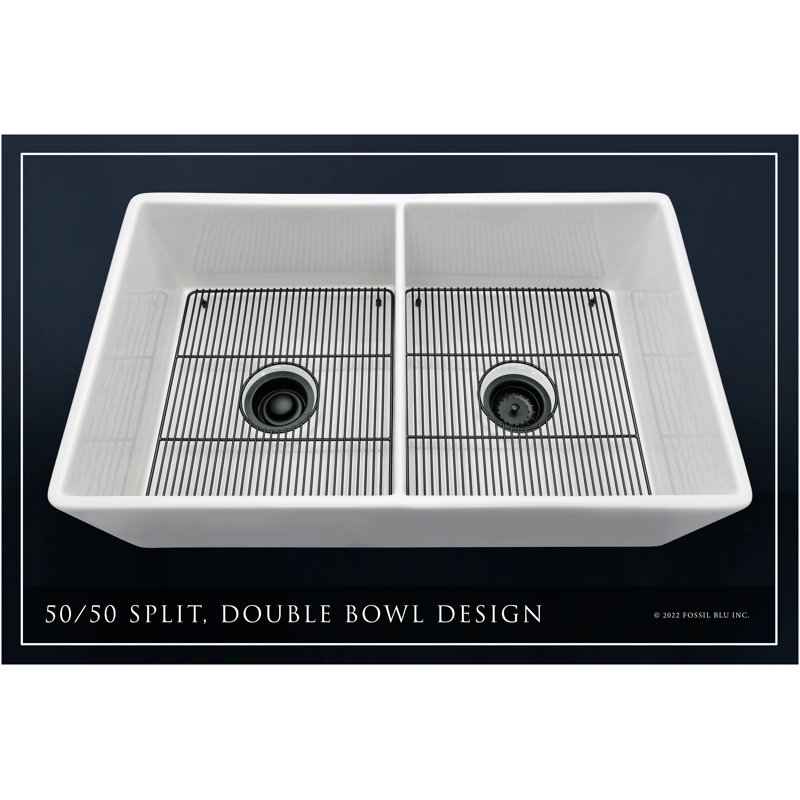 Luxury 33" L x 20" W Double Basin Undermount Kitchen Sink with Basket Strainer, Matte Black Accessories