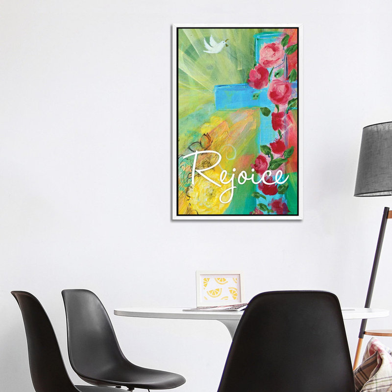 Rejoice Cross 1 Piece Wall Art on Canvas, 101.6 cm H x 66.04 cm W, White Floater Frame