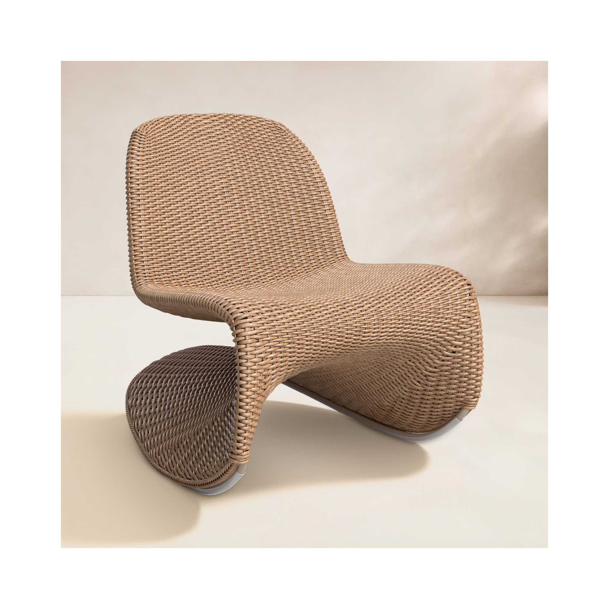 Daughtery Wicker Outdoor Armless Lounge Chair, Vintage Natural