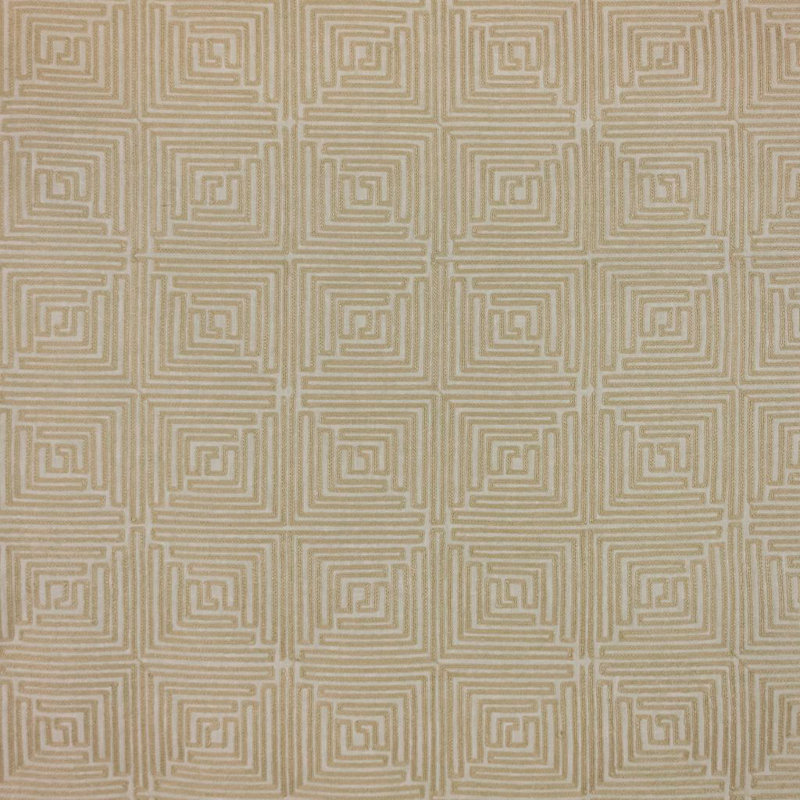Greek Key Fret Fabric, Flax