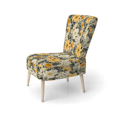Motif botanique rétro Floral Revival - Chaise d'appoint rembourrée scandinave, chaise d'appoint Botanical Nature