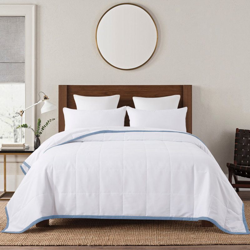 Plain Weave / Muslin Throw Blanket, Light Blue/White, Twin