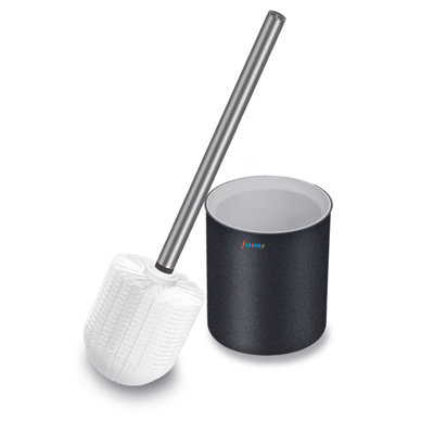 FIESONO brosse et support de toilette, brosse de toilette en acier inoxydable avec poignée légère et poils durables pour le nettoyage de la salle de bain