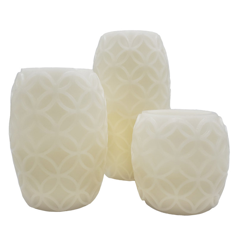 3 Piece Battery Operated Textured Wax LED Candles