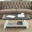 Table basse à plateau rectangulaire avec pieds évasés et tablette - H 48 po x H 19 po bicolore en bois manufacturé de qualité patinée-1720059355-1720059356