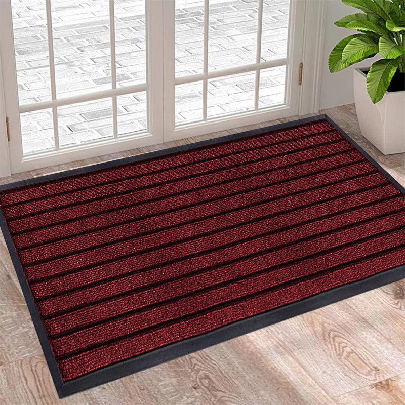 Hullfish Non-Slip Indoor Outdoor Door Mat, Maroon, Rectangle 60cm W x 90cm L