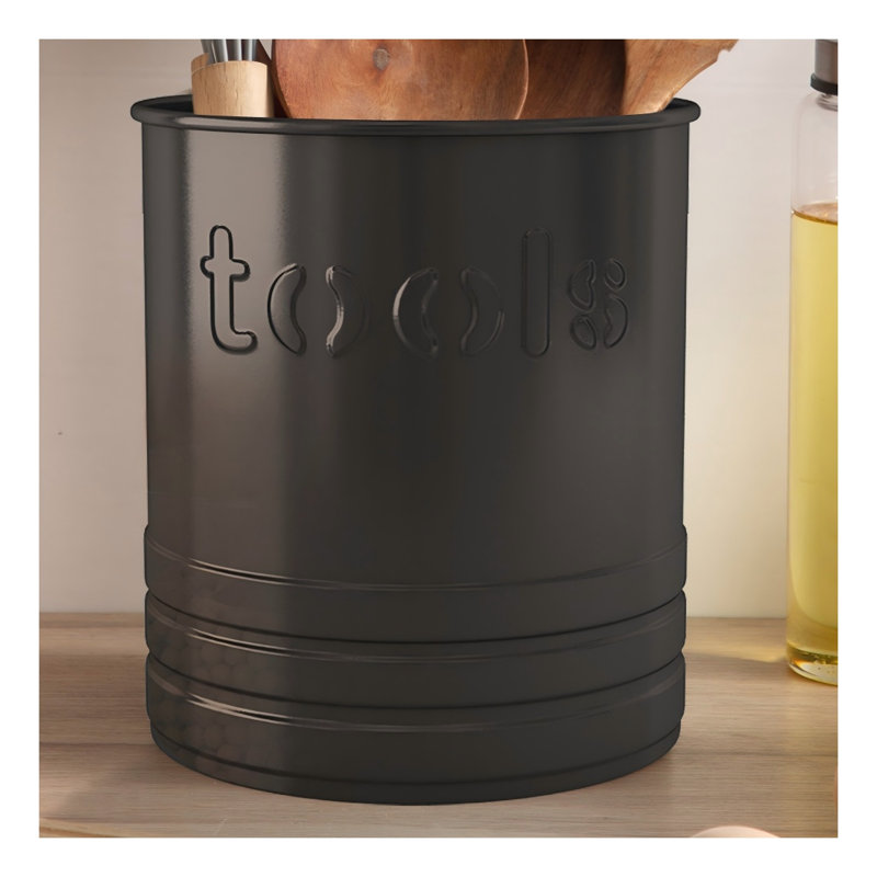 Porte-ustensiles en acier inoxydable Emossed Nickel noir - capacité de 2 pintes