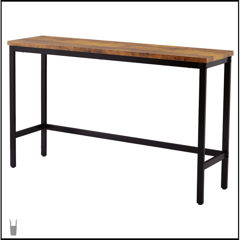 Ensemble de table de salle à manger à hauteur de comptoir extra longue avec 3 tabourets, structure en acier durable et panneaux de fibres à densité moyenne pour les cuisines modernes et les petits espaces