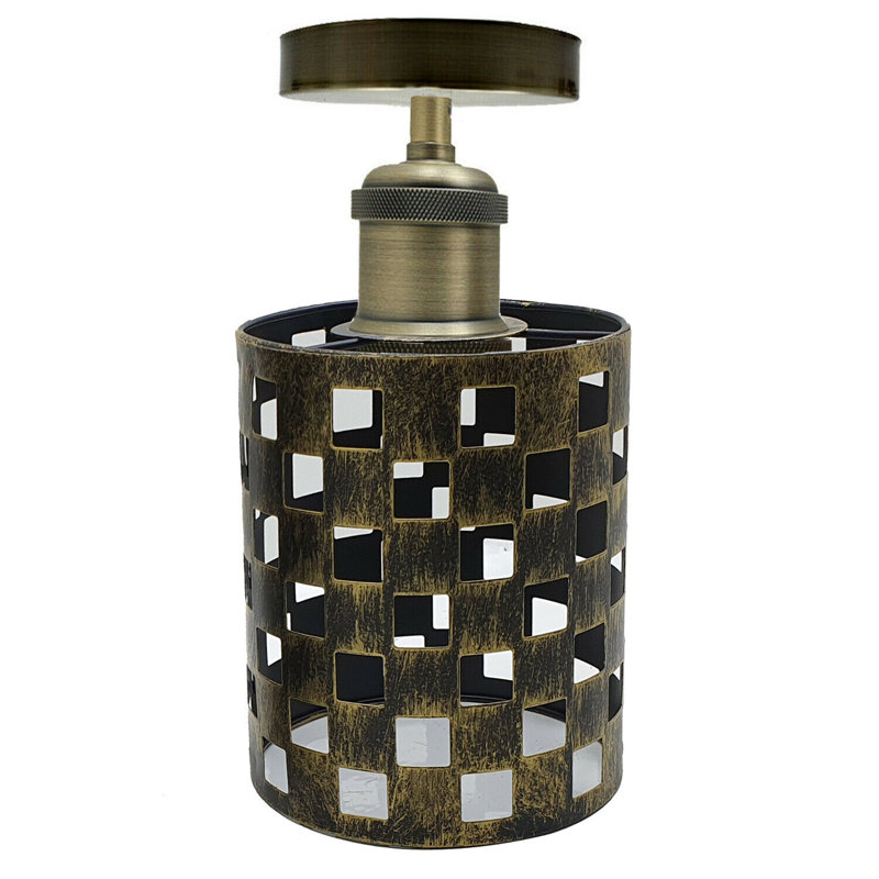 Leota Semi Flush Mount, Brushed Brass, Green Brass