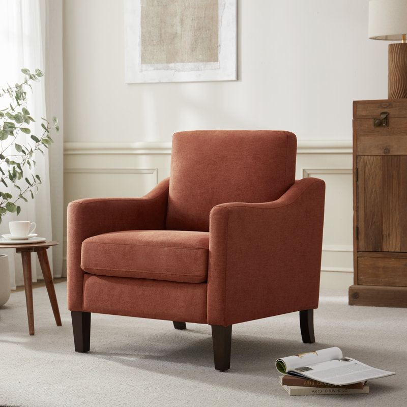 Fauteuil avec pieds en bois massif, Orange