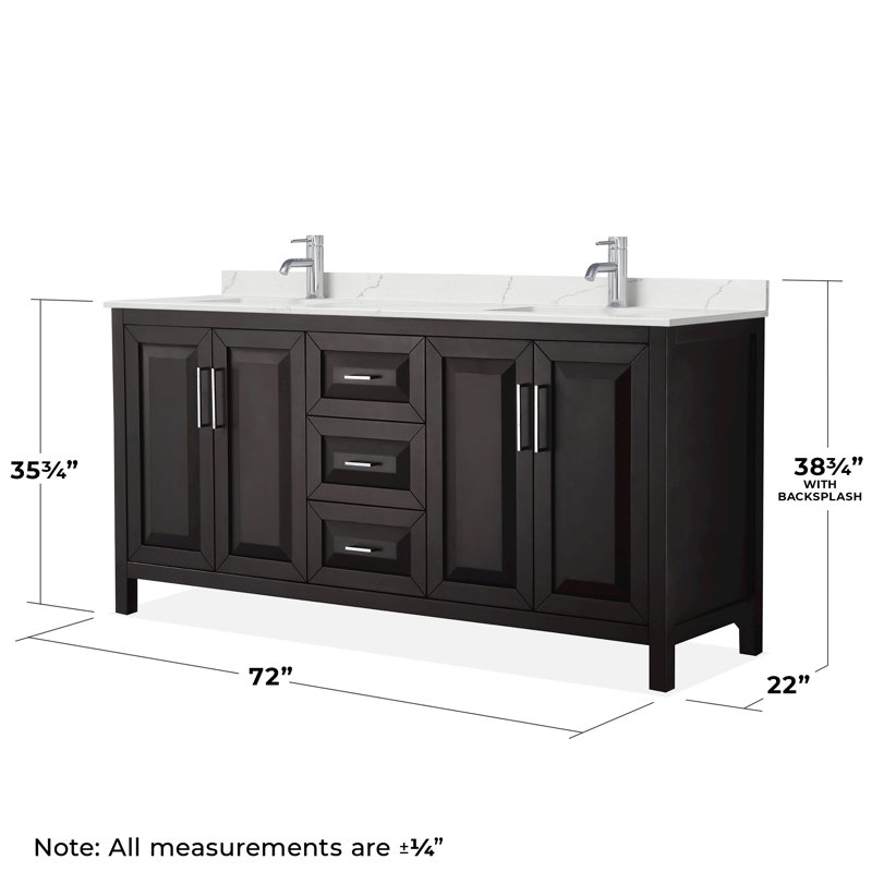 Daria 72'' W Vanity, Brown, Polished Chrome, Giotto Quartz