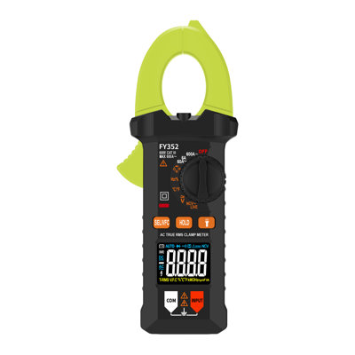 True RMS Digital Clamp Meter, 6000-Count AC/DC Current Tester - Temperature Measurement - Model FY352 - UK Standard | 6000 counts true RMS with temperature measurement FY352 British standard