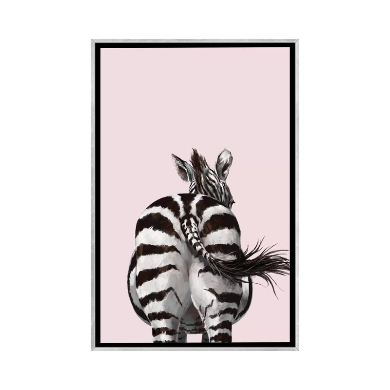 Art à bout zèbre, H 40 po x l 26 po x P 1,5 po, Toile avec cadre argenté