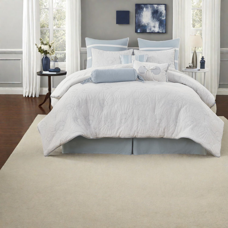 Ensembles de literie en coton blanc côtier, grand, édredon matelassé texturé pour la chambre à coucher
