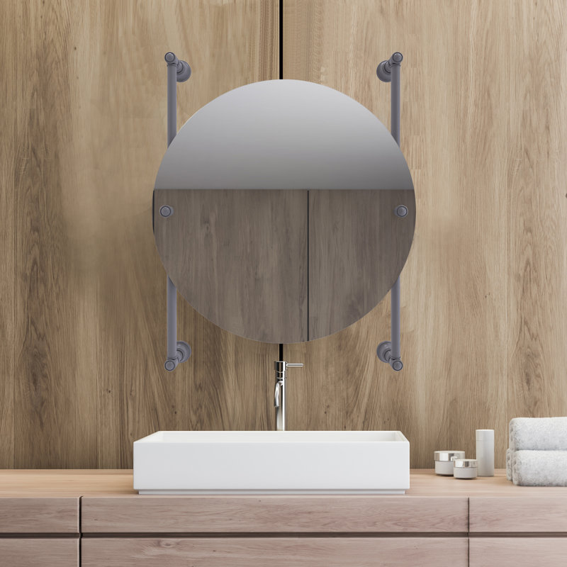 Miroir de meuble-lavabo biseauté sans cadre Freyja, Gris mat