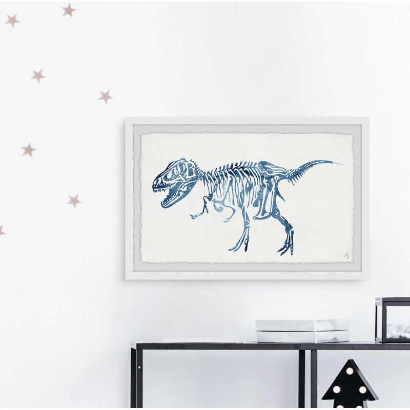Xander Blue T-Rex Skeleton - Single Picture Frame Painting, 41cm H x 61cm W