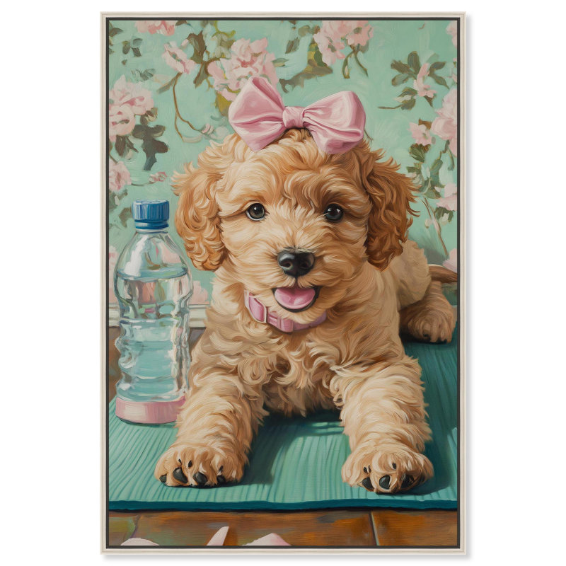 Goldendoodle Dainty Yoga Canvas Cute Pets Art Prints by, H 55 po x l 37 po, Cadre argenté