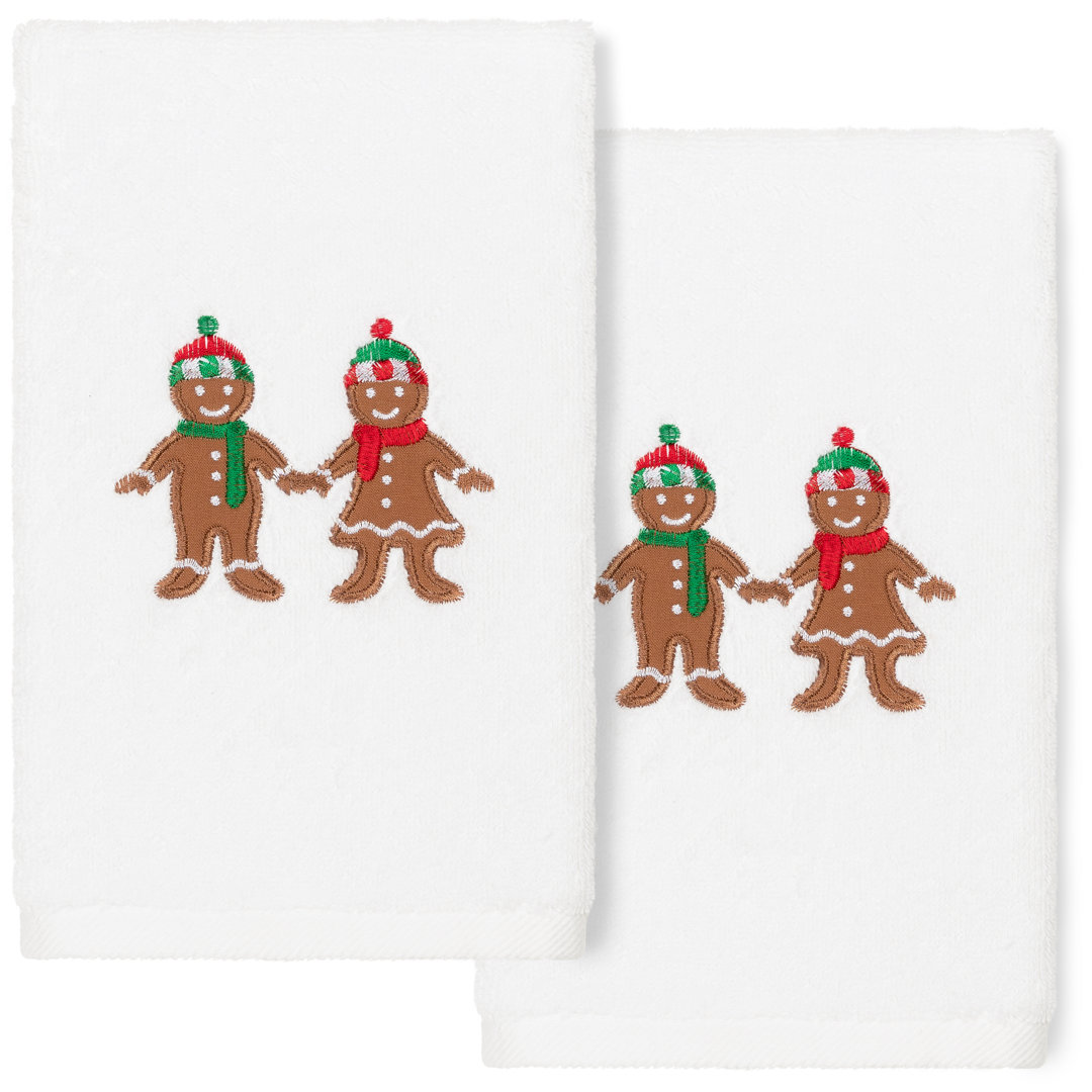 Christmas Hand Towels Christmas Gingerbread Turkish Cotton Hand Towel (Set of 2) Linum Home Textiles 