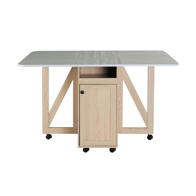 Foldable dining table, Beige / Light Oak