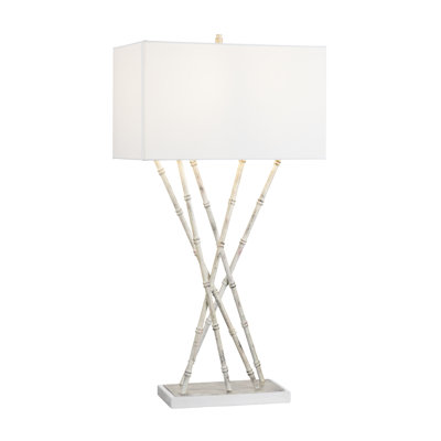 Lampe de table en bambou avec abat-jour en lin 36,25 "H