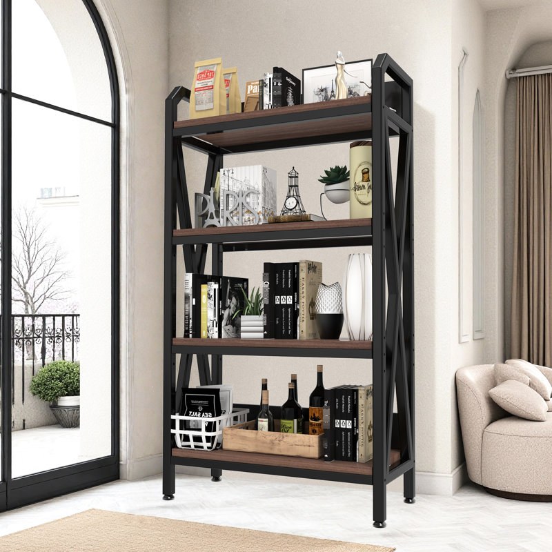 56.21'' 4 - Level Bakers Rack For Bedroom, Kitchen, And Bathroom Storage, With Reinforced Edges, Smooth Assembly, Space Optimization Four Metal Wooden Shelving Unit Garage, Slip Surfaces,