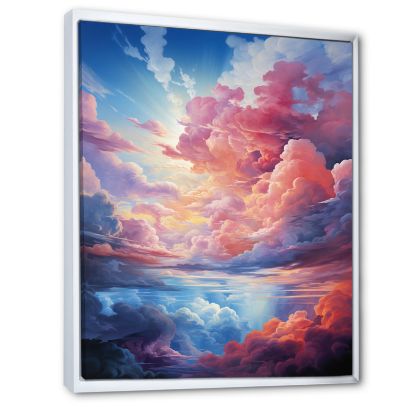 Toile de nuages T Tinta V, Cadre flottant blanc, H 32 po x l 16 po x P 1 po