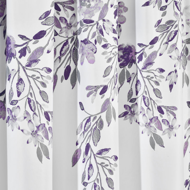 Semi Sheer Curtain Pair, 52"W x 63"L, Purple/Gray