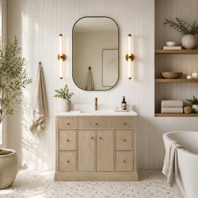 Redondo 42'' Single Bathroom Vanity With Engineered Stone Top
