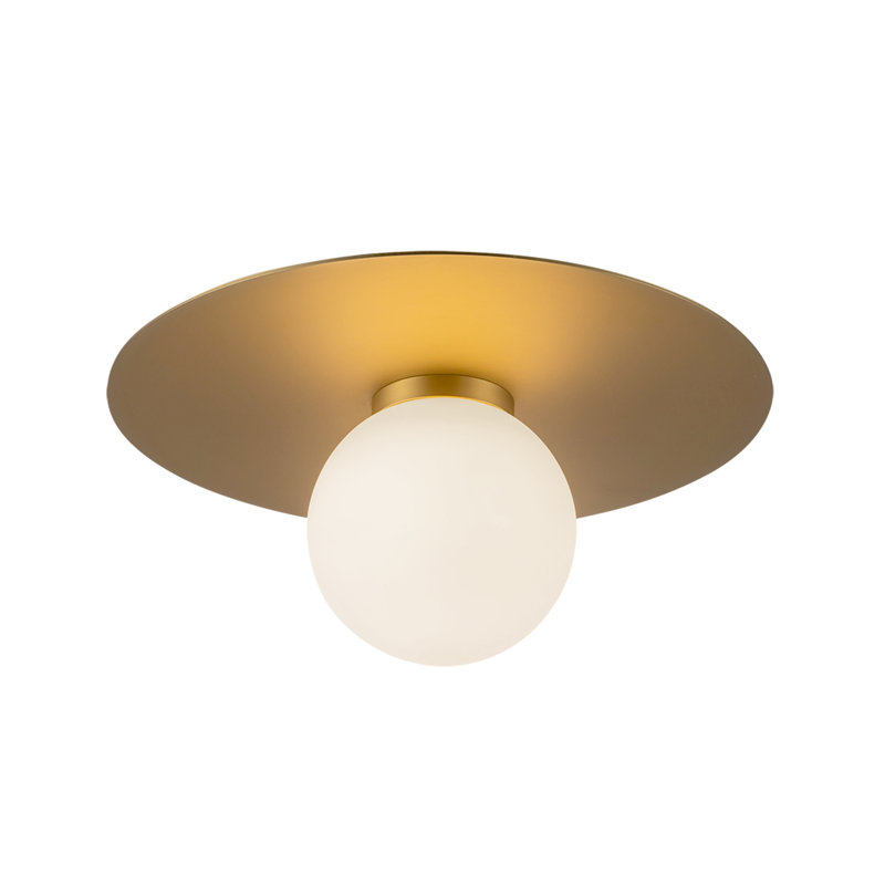 Elixir 10-In Flush Mount, Gold, White/Gold, 5.38" H x 9.88" W x 9.88" W