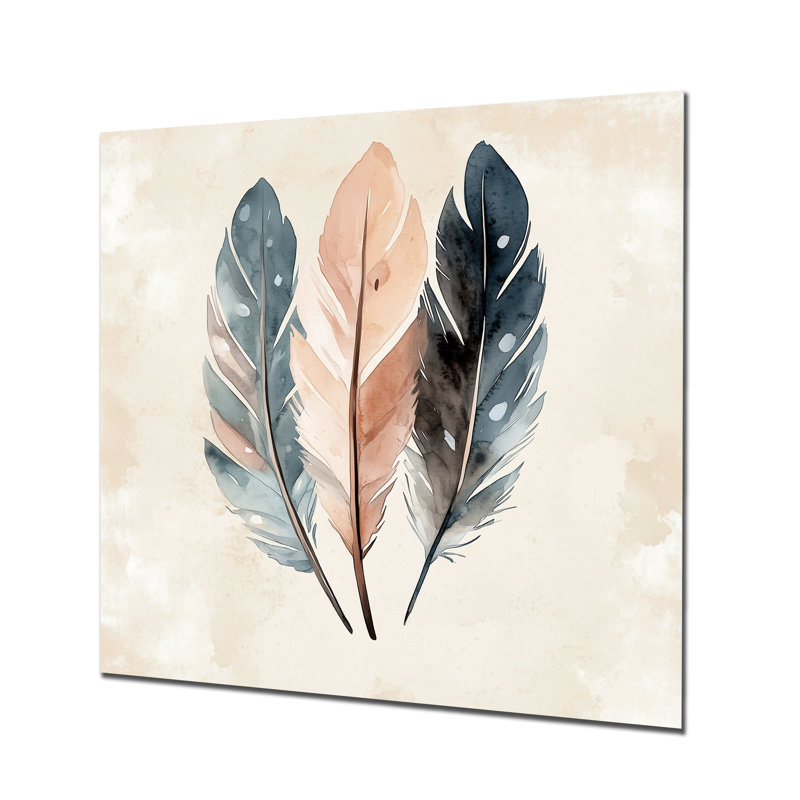 Plumes Free Spirit - décoration murale plume bohème, impression bohémienne en métal, L 36 po x H 36 po