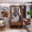 33.46"Dark Brown Minimalism Solid Wood Clothes Rack