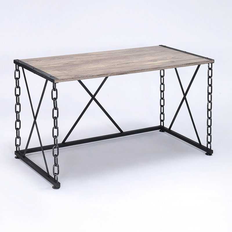 Bureau de style industriel avec chêne rustique et noir antique - pieds de finition rectangulaire chic