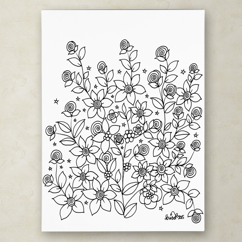 «Simple Flower Doodle 2» par Carson, impression sur toile tendue KCDoodleArt, H 19 po x l 14 po x P 2 po