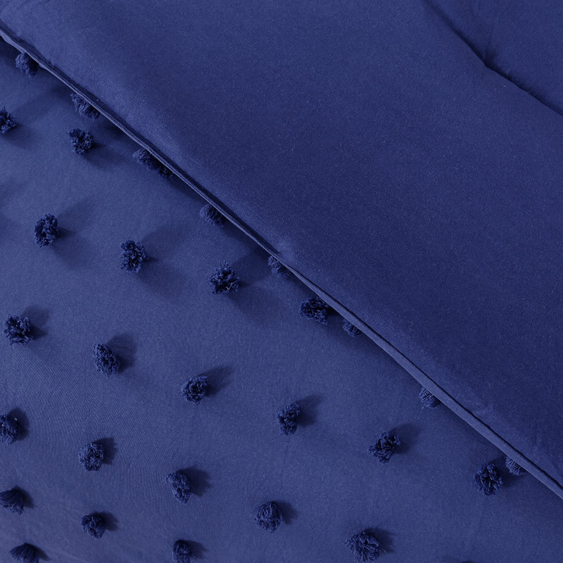 Ring Stitch Comforter, King Comforter + 2 King Shams, Navy